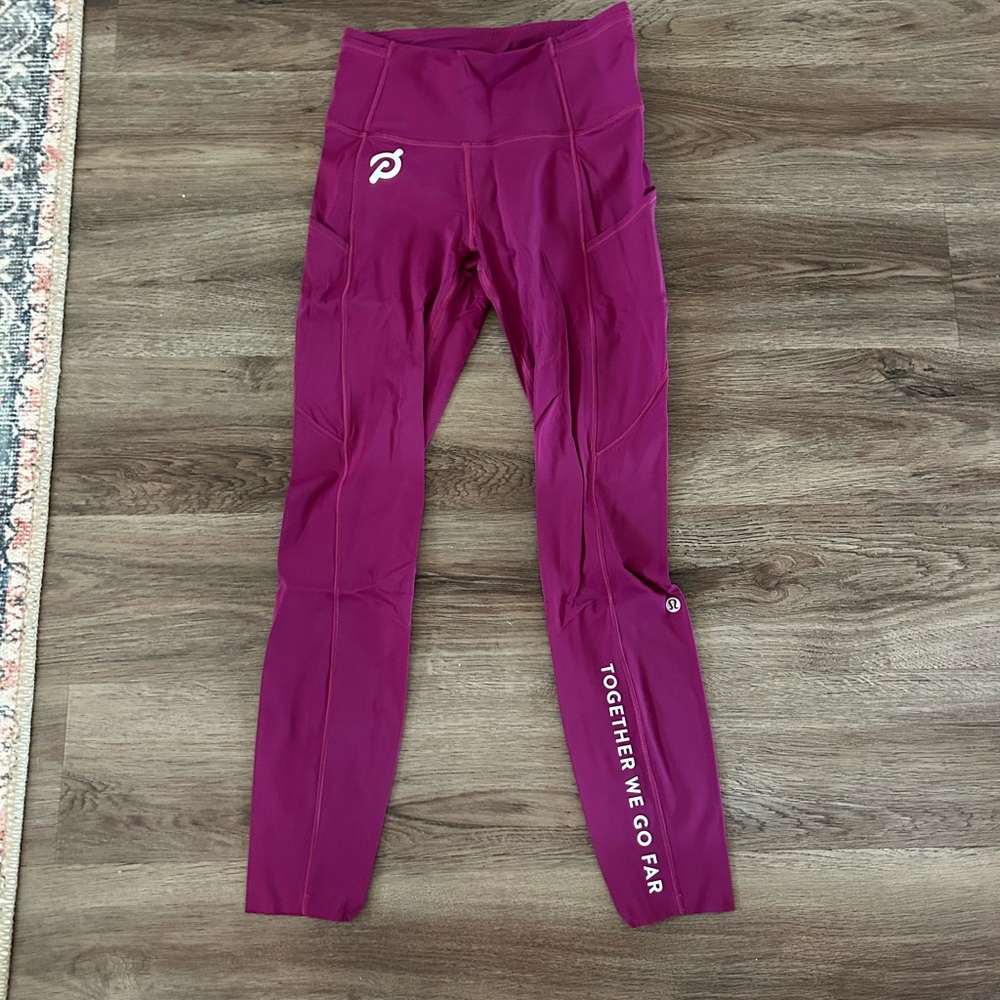 Lululemon X Peloton Vibrant Magenta Fast and Free leggings